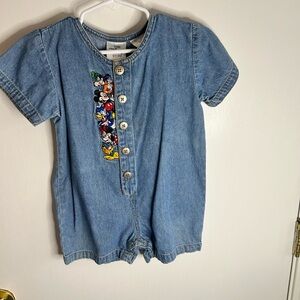 ✨ RARE Vintage Disney Store Denim Romper – Mickey & Friends – 18M ✨